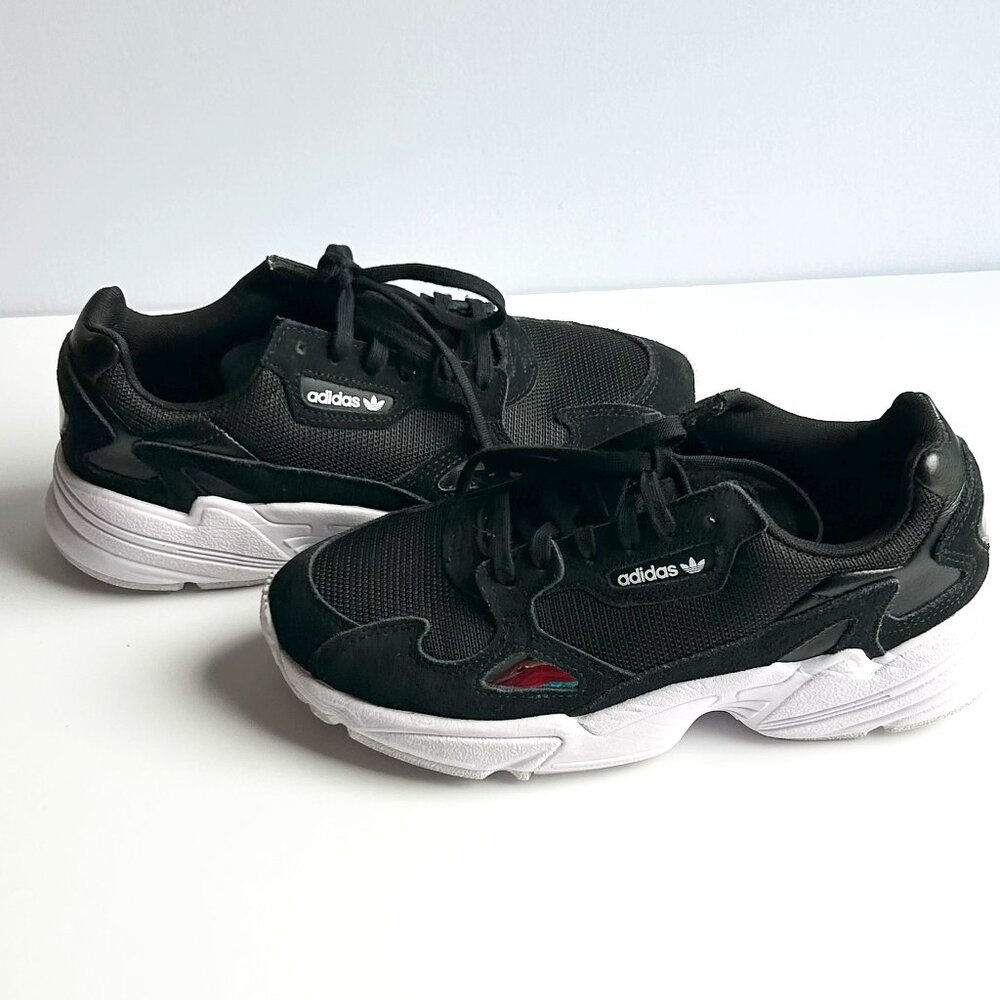 Adidas Falcon Black White Chunky Sneakers Women's Size 6.5